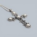 Colier din argint accesorizat cu o impresionantă cruce pectorală mexicană, manufacturată în argint patinat | atelier Taxco - cca. 1970 - 1980 