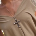Colier din argint accesorizat cu o impresionantă cruce pectorală mexicană, manufacturată în argint patinat | atelier Taxco - cca. 1970 - 1980 