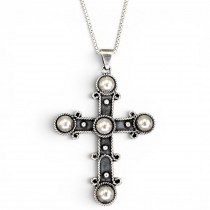 Colier din argint accesorizat cu o impresionantă cruce pectorală mexicană, manufacturată în argint patinat | atelier Taxco - cca. 1970 - 1980 