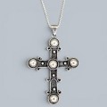 Colier din argint accesorizat cu o impresionantă cruce pectorală mexicană, manufacturată în argint patinat | atelier Taxco - cca. 1970 - 1980 