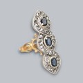 Impresionant inel victorian ' Infinity ' manufacturat în aur și argint, decorat cu diamante și safire naturale | Marea Britanie  cca. 1890 - 1910 
