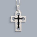 Colier din argint accesorizat cu pandant statement Latin Cross de perioadă mid-century din argint și email | atelier Arezzo cca. 1960 - 1970 