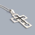Colier din argint accesorizat cu pandant statement Latin Cross de perioadă mid-century din argint și email | atelier Arezzo cca. 1960 - 1970 