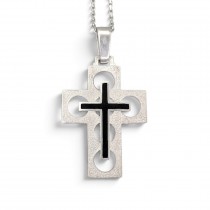 Colier din argint accesorizat cu pandant statement Latin Cross de perioadă mid-century din argint și email | atelier Arezzo cca. 1960 - 1970 
