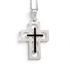 Colier din argint accesorizat cu pandant statement Latin Cross de perioadă mid-century din argint și email | atelier Arezzo cca. 1960 - 1970 