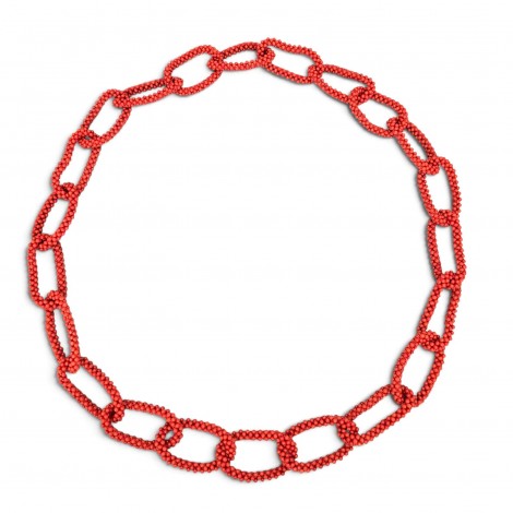 Excepțional colier din coral mediteranean natural „Corallo Tessito” | atelier Torre del Greco | Italia - cca. 1990 