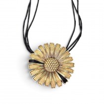 Elegant colier Daisy din argint aurit și email vitrifiat prevăzut cu șnururi din bumbac cerat | preloved 2000's