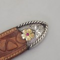 Curea Western Ranger din piele naturală cu monturi din argint sterling și aplicații din aur de 14k | atelier Vogt Silversmiths -  Statele Unite cca. 1990 - 2000