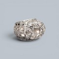 Impresionant inel cocktail Mughal Revival manufacturat în aur 14k și argint cu diamante naturale 5.54 CT | cca. 1970 - 1980