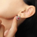 Rafinați cercei victorieni manufacturați în aur 18k și argint cu rubine și diamante naturale | atelier central-european  cca. 1880 - 1905  