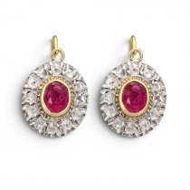 Rafinați cercei victorieni manufacturați în aur 18k și argint cu rubine și diamante naturale | atelier central-european  cca. 1880 - 1905  