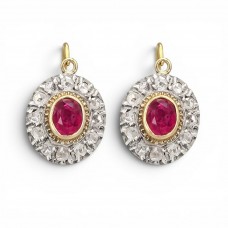 Rafinați cercei victorieni manufacturați în aur 18k și argint cu rubine și diamante naturale | atelier central-european  cca. 1880 - 1905  