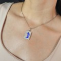 Colier cu pandant devoțional "Sfânta Maria" din argint emailat și texturat | atelier Arezzo cca. 1960