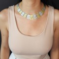 Colier statement contemporan Egyptian Revival din argint 925 cu accente aurite | preloved 2000's