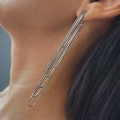 Cercei statement multi-layered Liquid Silver din argint rodiat | design contemporan 2020's