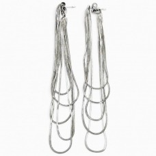 Cercei statement multi-layered Liquid Silver din argint rodiat | design contemporan 2020's