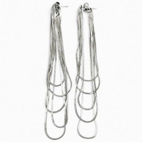 Cercei statement multi-layered Liquid Silver din argint rodiat | design contemporan 2020's