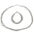 Set de bijuterii etnice Navajo Liquid Silver din argint sterling, compus din colier și brățară | Statele Unite cca. 1970 - 1990
