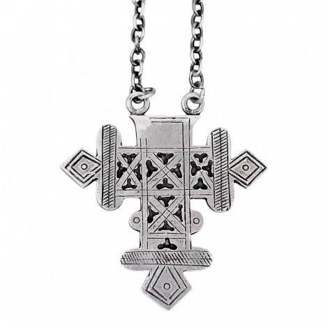 Colier devoțional din argint masiv cu o remarcabilă cruce coptă etiopiano-eritreeană | atelier Brandimarte Guscelli - Firenze | cca. 1955