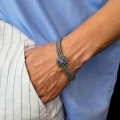 Brățară etnică thailandeză manufacturată în argint și email cloisonne în stil Chiang Mai | preloved