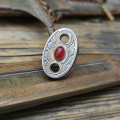 Inel statement tuareg bijuterie de autor, manufacturat în argint intarsiat cu abanos și carneol natural | colecția "Ancient Symbols" by ArtAntik Gallery