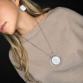 Cercei statement moderniști din argint și sidef natural iridescent | preloved
