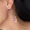 Cercei tassel din argint placat cu aur roz, animați de o cascadă de lanțuri fine, perle naturale de cultură și accente de cristale cz roz | atelier contemporan italian - anii 2020 preloved