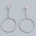 Rafinați cercei statement Minimalist Luxury din argint rodiat, decorați cu micro-pavé de zirconii cubic | design contemporan 2026