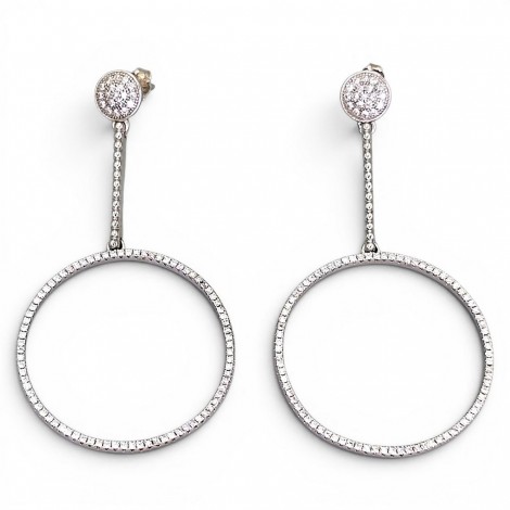 Rafinați cercei statement Minimalist Luxury din argint rodiat, decorați cu micro-pavé de zirconii cubic | design contemporan 2026