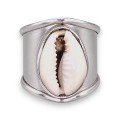 Inel statement Ghioc, manufacturat în argint cu scoică naturală 'cowrie reef '