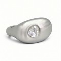 Remarcabil inel statement design contemporan din argint high-polish cu cristal cz | Italia preloved 2020's
