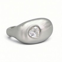 Remarcabil inel statement design contemporan din argint high-polish cu cristal cz | Italia preloved 2020's