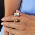 Inel statement modernist manufacturat în argint și cuarț rutilat | Studio Jewelry cca. 1960 - 1970 