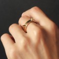 Inedit set de bijuterii Nasty Horns din argint placat cu aur galben | cercei stud și inel | design minimalist contemporan | new old stock