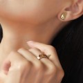 Inedit set de bijuterii Nasty Horns din argint placat cu aur galben | cercei stud și inel | design minimalist contemporan | new old stock