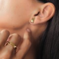 Inedit set de bijuterii Nasty Horns din argint placat cu aur galben | cercei stud și inel | design minimalist contemporan | new old stock
