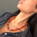  Vechi colier etnic Amazigh, manufacturat din coral natural cu elemente masive din argint | Maroc - prima jumătate a sec. XX