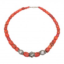  Vechi colier etnic Amazigh, manufacturat din coral natural cu elemente masive din argint | Maroc - prima jumătate a sec. XX