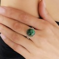 Inel Ethnic Inspired manufacturat în argint decorat cu malachit natural | new old stock
