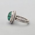Inel Ethnic Inspired manufacturat în argint decorat cu malachit natural | new old stock