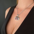 Colier din argint accesorizat cu pandant amerindian manufacturat în argint și ametist natural | preloved | Statele Unite ale Americii