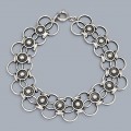 Brățară statement chainmaille de perioadă mid-century din argint masiv, cu un remarcabil design modernist de inspirație scandinavă | preloved cca. 1960