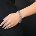 Brățară statement chainmaille de perioadă mid-century din argint masiv, cu un remarcabil design modernist de inspirație scandinavă | preloved cca. 1960