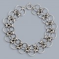 Brățară statement chainmaille de perioadă mid-century din argint masiv, cu un remarcabil design modernist de inspirație scandinavă | preloved cca. 1960