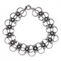 Brățară statement chainmaille de perioadă mid-century din argint masiv, cu un remarcabil design modernist de inspirație scandinavă | preloved cca. 1960