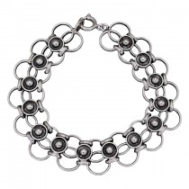 Brățară statement chainmaille de perioadă mid-century din argint masiv, cu un remarcabil design modernist de inspirație scandinavă | preloved cca. 1960