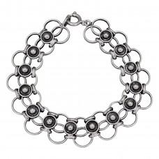 Brățară statement chainmaille de perioadă mid-century din argint masiv, cu un remarcabil design modernist de inspirație scandinavă | preloved cca. 1960