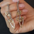 Rafinați cercei tassel design contemporan din argint cu accente de aur galben | atelier Grani Preziosi - Arezzo - new old stock 2020’s