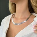 Elegant colier Flat Herringbone Chain din argint rodiat | design contemporan | preloved 2020's
