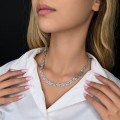 Elegant colier Herringbone Woven din argint rodiat, cu structură împletită și inedită textură diamantată | preloved